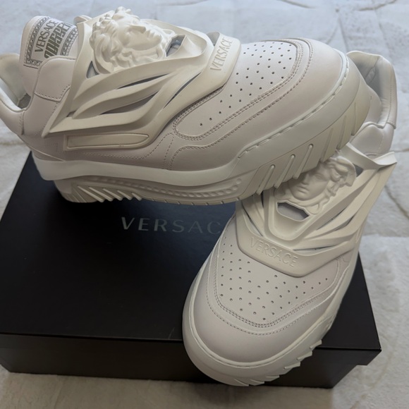 NEW! $920 Versace Odissea Medusa Low Top Sneakers White Leather 46 13